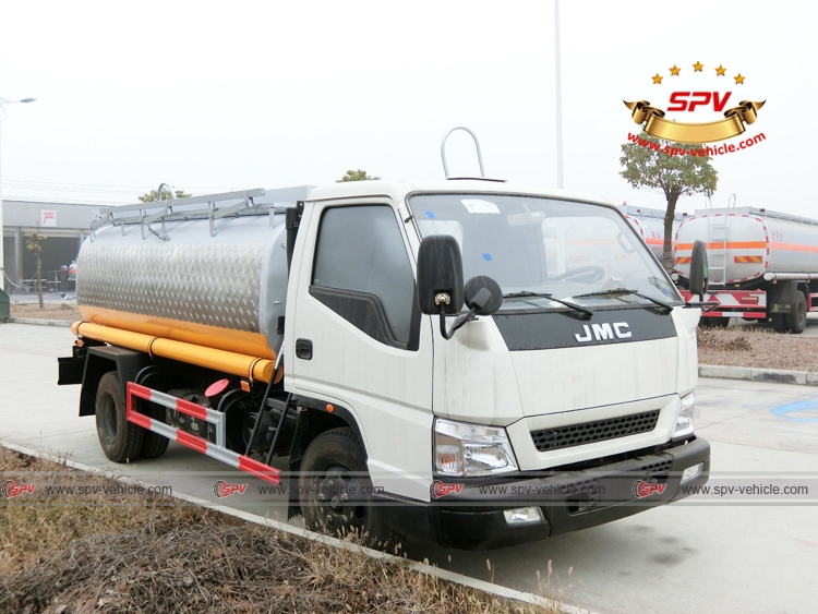 Front Right View of Stainless Steel Fuel Tanker